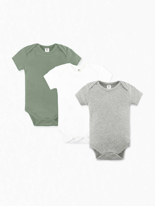 3-Pack Classic Short Sleeve Bodysuit Bundle Baby : Virtual Bundle Colored Organics 3-Pack Organic Short Sleeve Bodysuits | Colored Organics®
