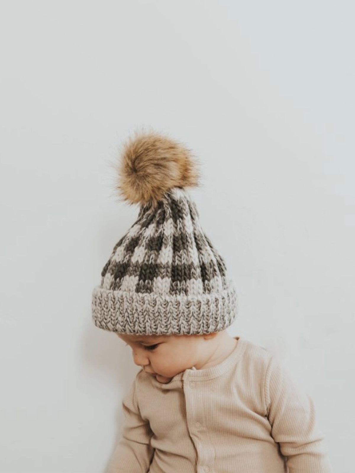 Buffalo Check Pom Pom Beanie Baby-Kids : Accessories : Hats Huggalugs Buffalo Check Pom Pom Beanie for Baby | Colored Organics®