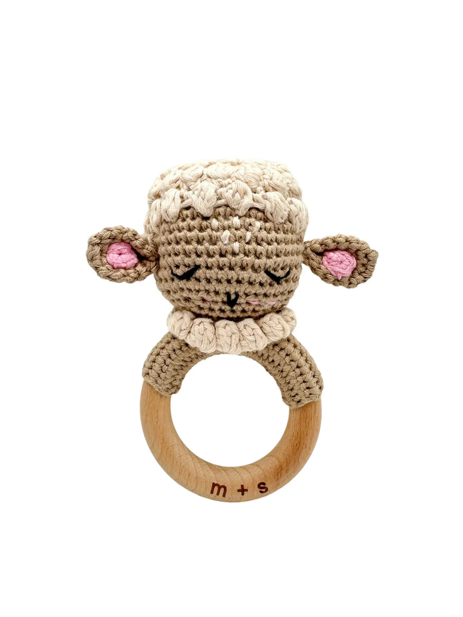 Lamb Crochet Rattle Baby : Toys : Plush + Crinkle : Rattles Marlowe and Sage Lamb Crochet Rattle for Babies and Kids | Colored Organics®