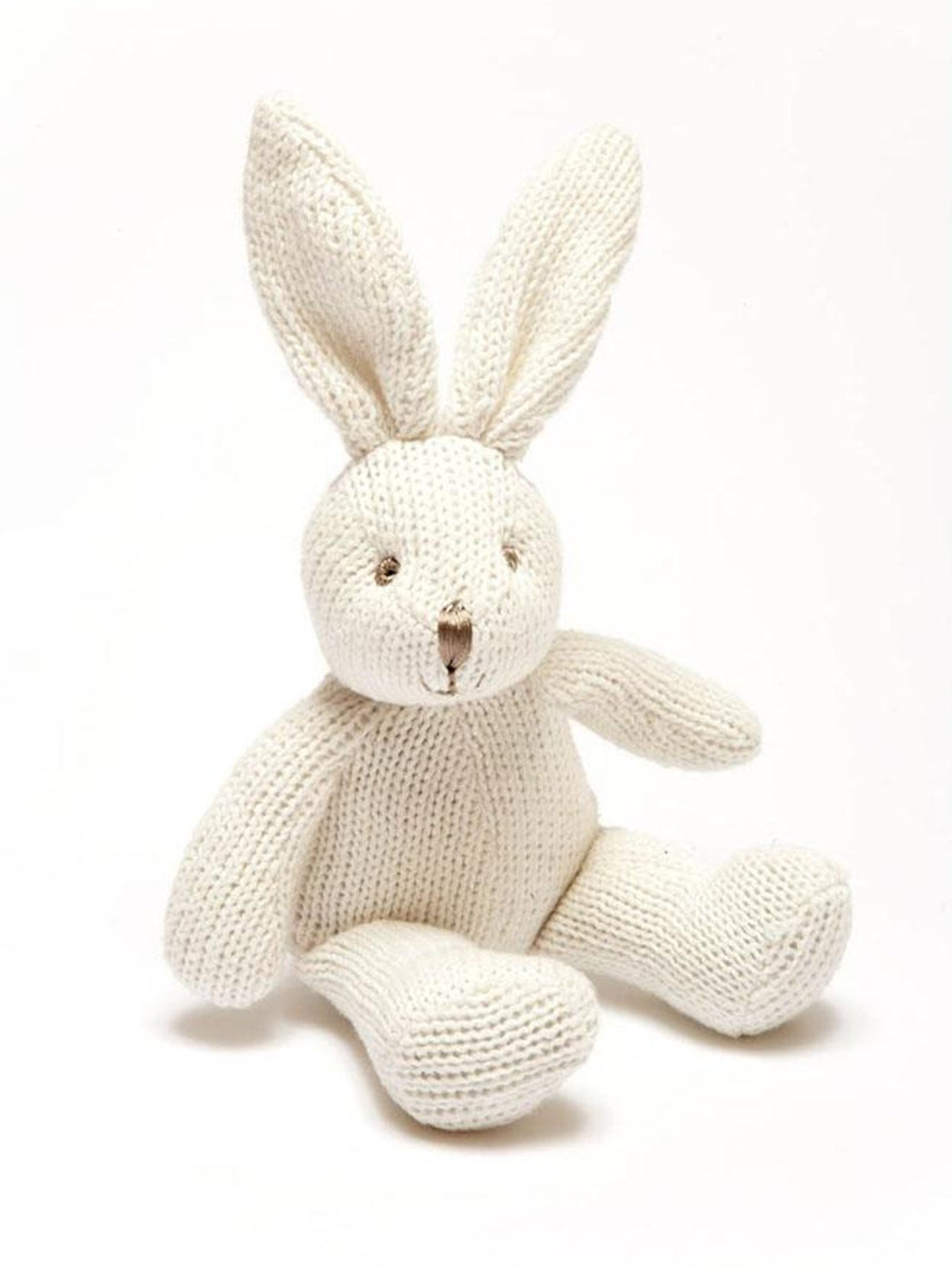 Organic Knitted Bunny Rattle Baby : Toys : Plush-Crinkle Best Years Ltd Organic Cotton Knitted Bunny Rattle | Colored Organics®