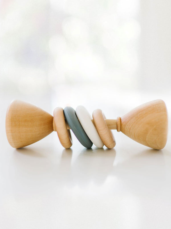 Silicone + Wood Rattle Baby : Toys : Teethers Bannor Toys Silicone + Wood Rattle Baby for Kids | Colored Organics®
