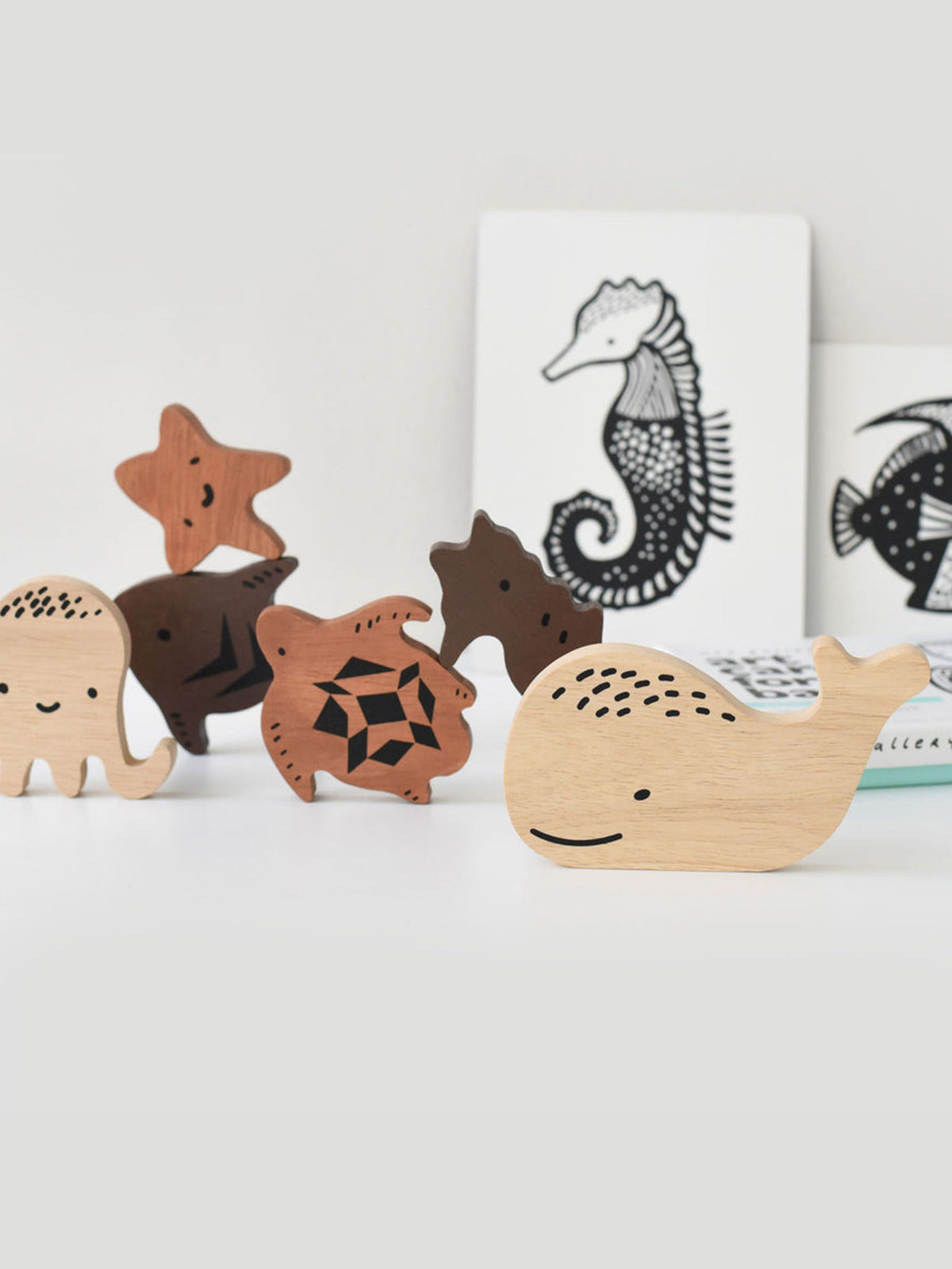 Ocean Animals Wooden Tray Puzzle Baby-Kids : Toys : Puzzle Wee Gallery Baby Ocean Animals Wooden Tray Puzzle | Colored Organics®