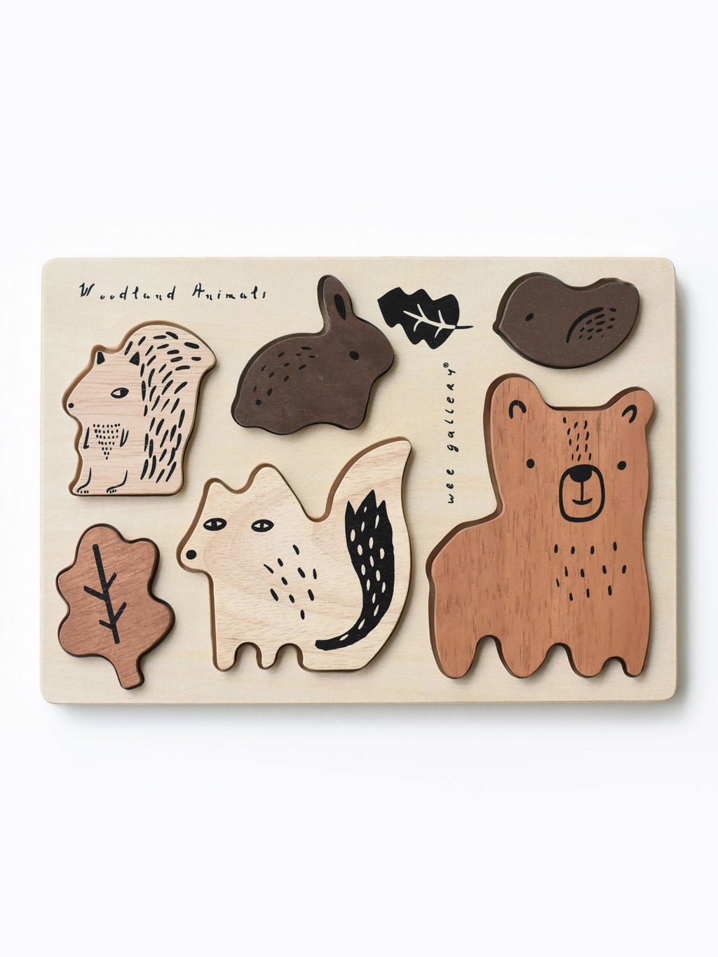 Woodland Wooden Tray Puzzle Baby-Kids : Toys : Puzzle Wee Gallery Woodland Wooden Tray Puzzle for Baby | Colored Organics®