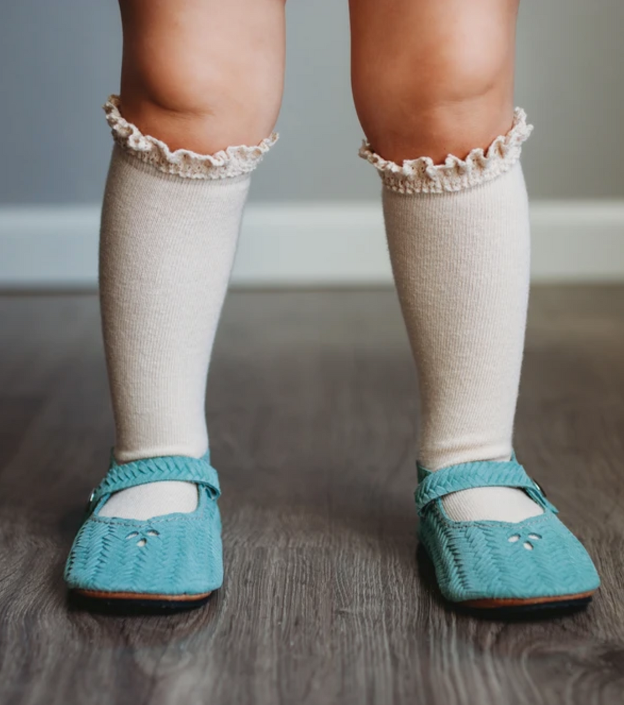 Lace Top Knee High Socks Baby-Kids : Accessories : Socks Little Stocking Co Lace Top Knee High Baby Girl Socks | Colored Organics®