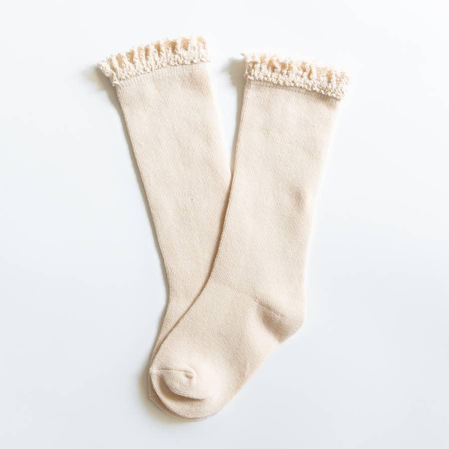Lace Top Knee High Socks Baby-Kids : Accessories : Socks Little Stocking Co Lace Top Knee High Baby Girl Socks | Colored Organics®